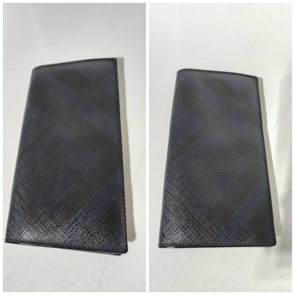 Authentic Burberry Cavendish Bi-Fold Long Wallet Navy Blue/Black - Picture 11 of 13